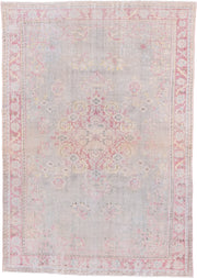 8' x 11' one-of-a-kind handmade vintage Sparta large size rug. Color palette: blush, light gray, ivory, pale pink