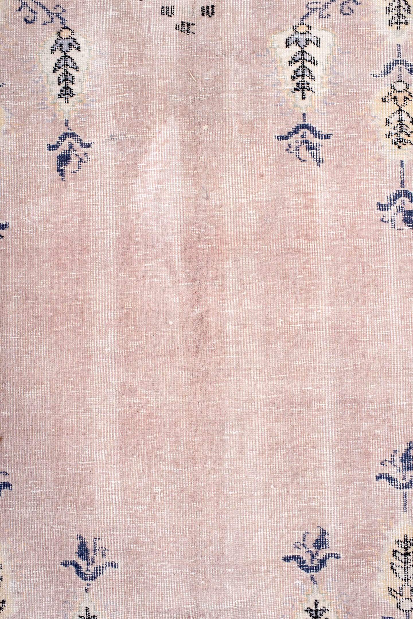 8' x 10' one-of-a-kind handmade vintage Sparta large size rug. Color palette: blush, ivory, charcoal, taupe, cream, slate