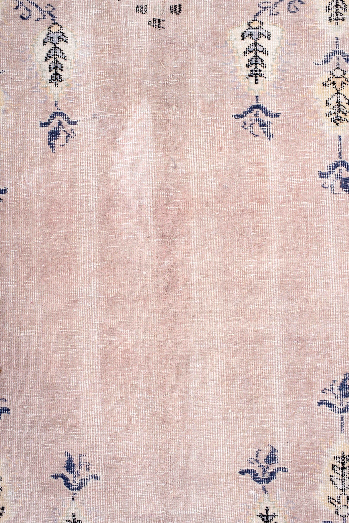 8' x 10' one-of-a-kind handmade vintage Sparta large size rug. Color palette: blush, ivory, charcoal, taupe, cream, slate