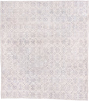 7' x 8' one-of-a-kind handmade vintage Sparta rug. Color palette: ivory, pale blue, light gray, cream, taupe, light blue
