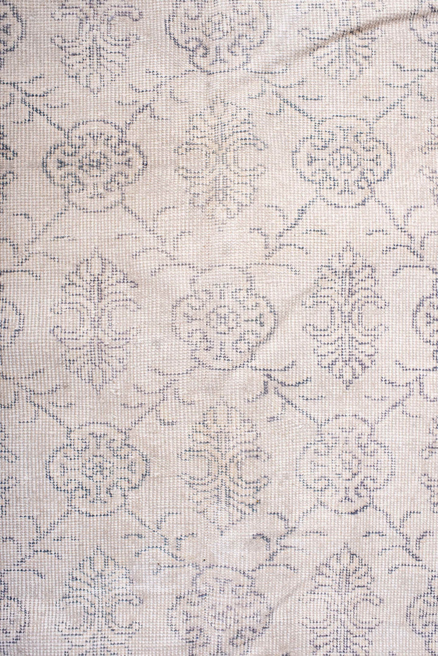 7' x 8' one-of-a-kind handmade vintage Sparta rug. Color palette: ivory, pale blue, light gray, cream, taupe, light blue