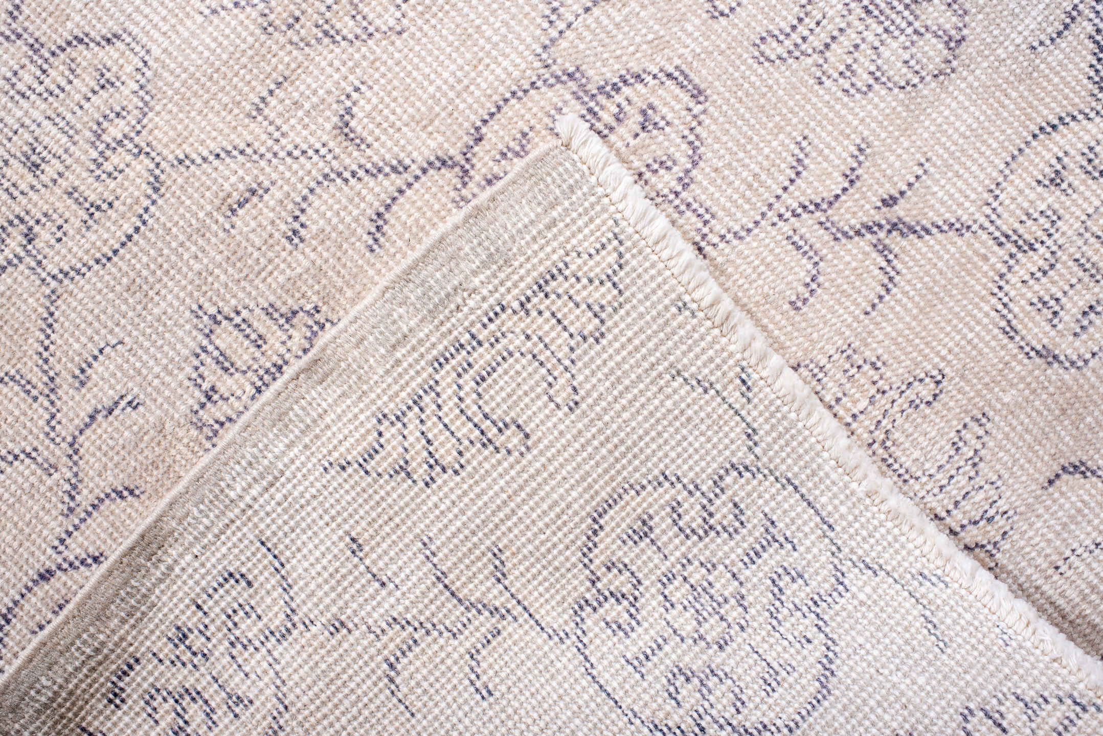 7' x 8' one-of-a-kind handmade vintage Sparta rug. Color palette: ivory, pale blue, light gray, cream, taupe, light blue