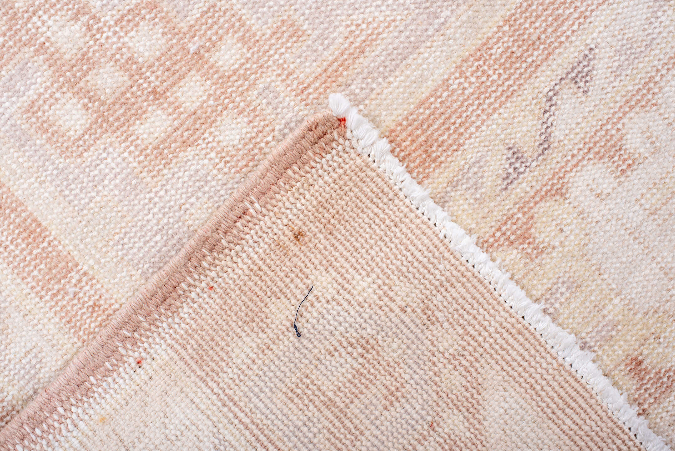 6' x 10' one-of-a-kind handmade vintage Sparta large size rug. Color palette: ivory, blush, peach, taupe, pale gray, pink