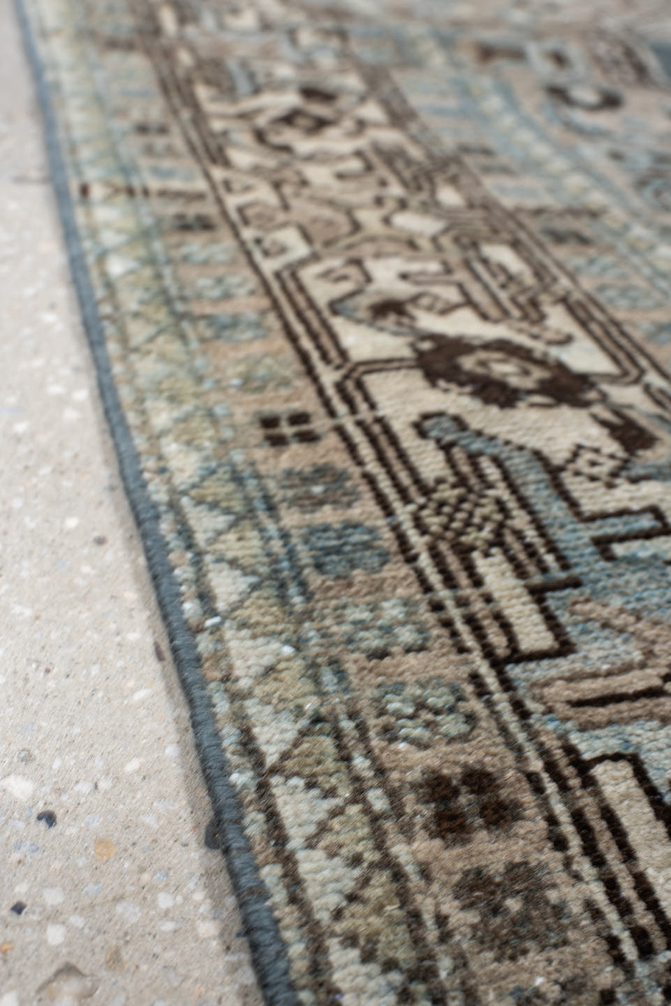 4' x 6' one-of-a-kind handmade antique Malayer small size rug. Color palette: ivory, taupe, pale_blue, brown, slate, camel
