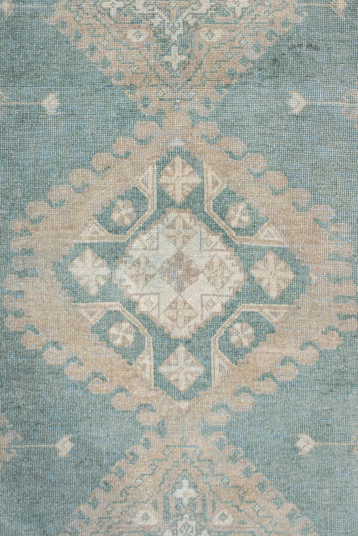 4' x 6' one-of-a-kind handmade antique Sparta small size rug. Color palette: pale blue, ivory, beige, taupe, light gray