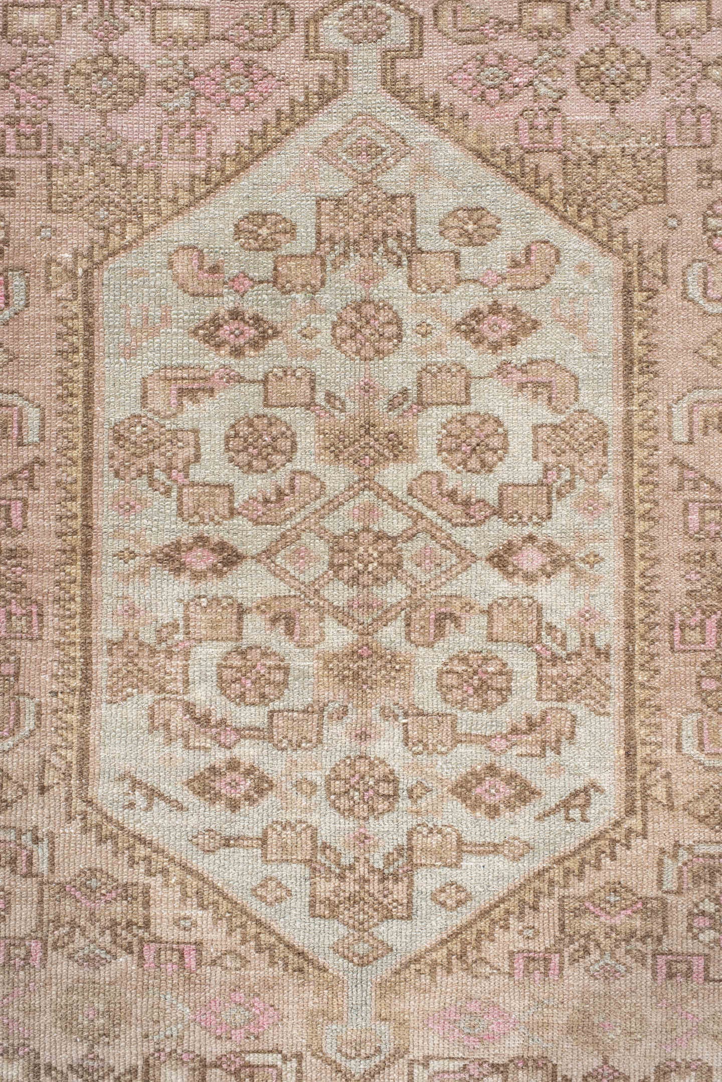 4' x 6' one-of-a-kind handmade antique Hamadan small size rug. Color palette: ivory, taupe, blush, sage, camel, brown, beige