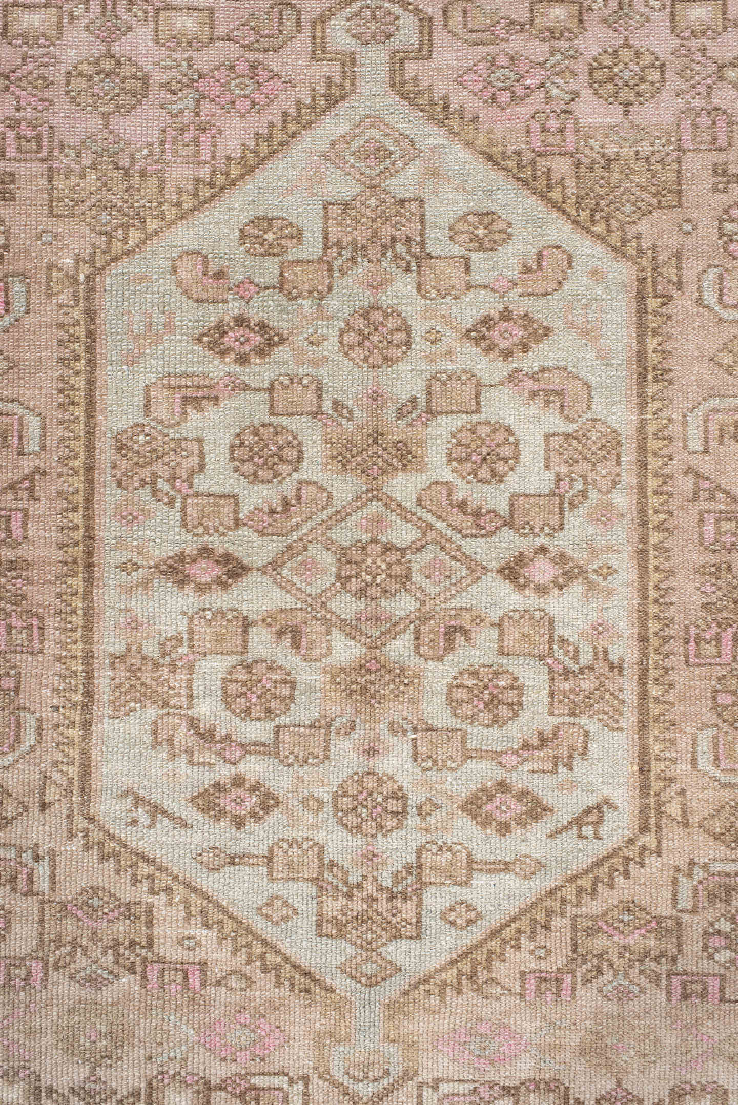 4' x 6' one-of-a-kind handmade antique Hamadan small size rug. Color palette: ivory, taupe, blush, sage, camel, brown, beige