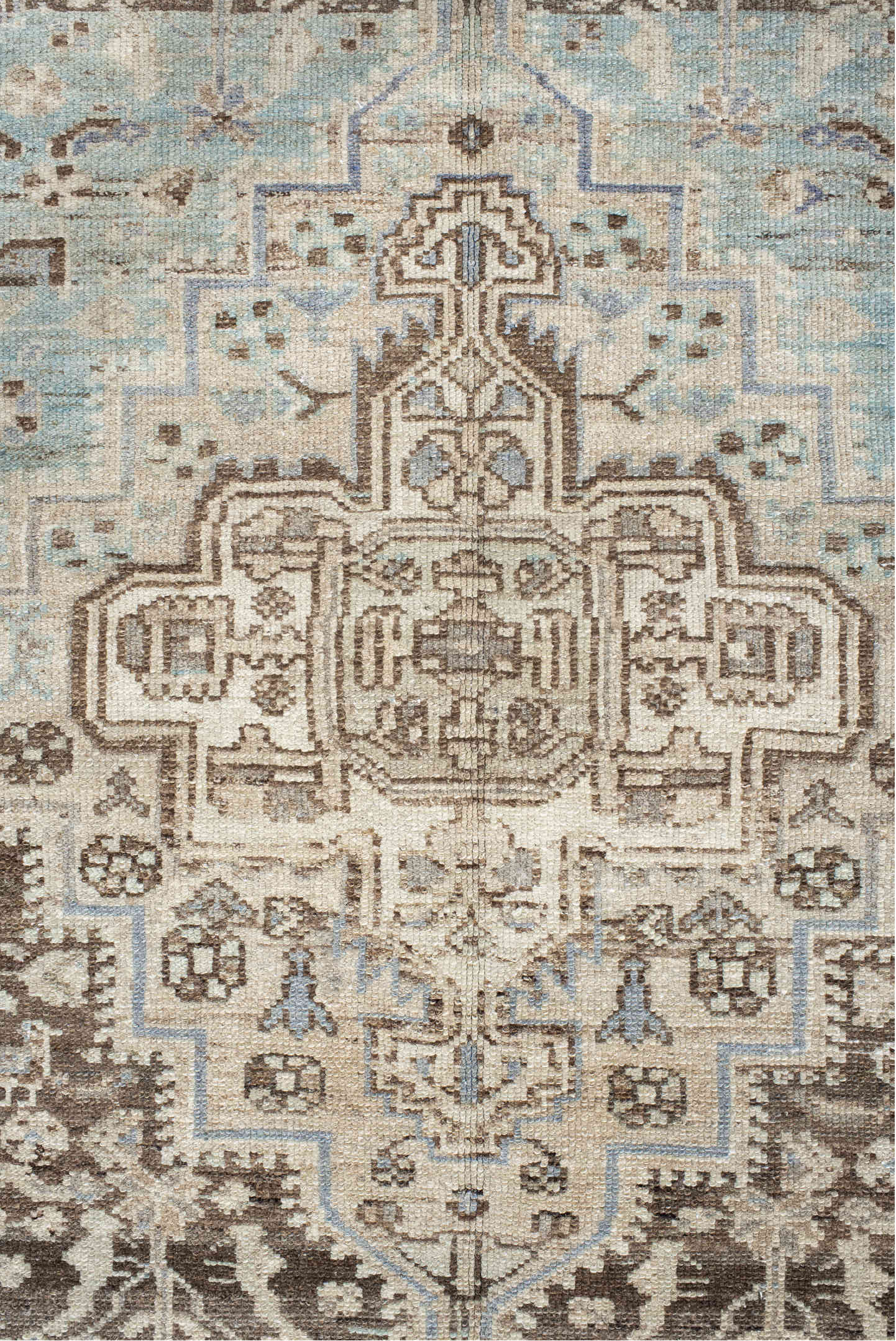 4' x 6' one-of-a-kind handmade vintage Hamadan small size rug. Color palette: ivory, brown, sky blue, taupe, camel, slate