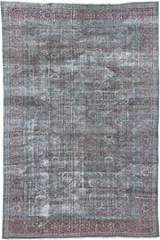 8' x 12' one-of-a-kind handmade vintage Malayer large size rug. Color palette: silver, gray, rose, burgundy, ivory, taupe