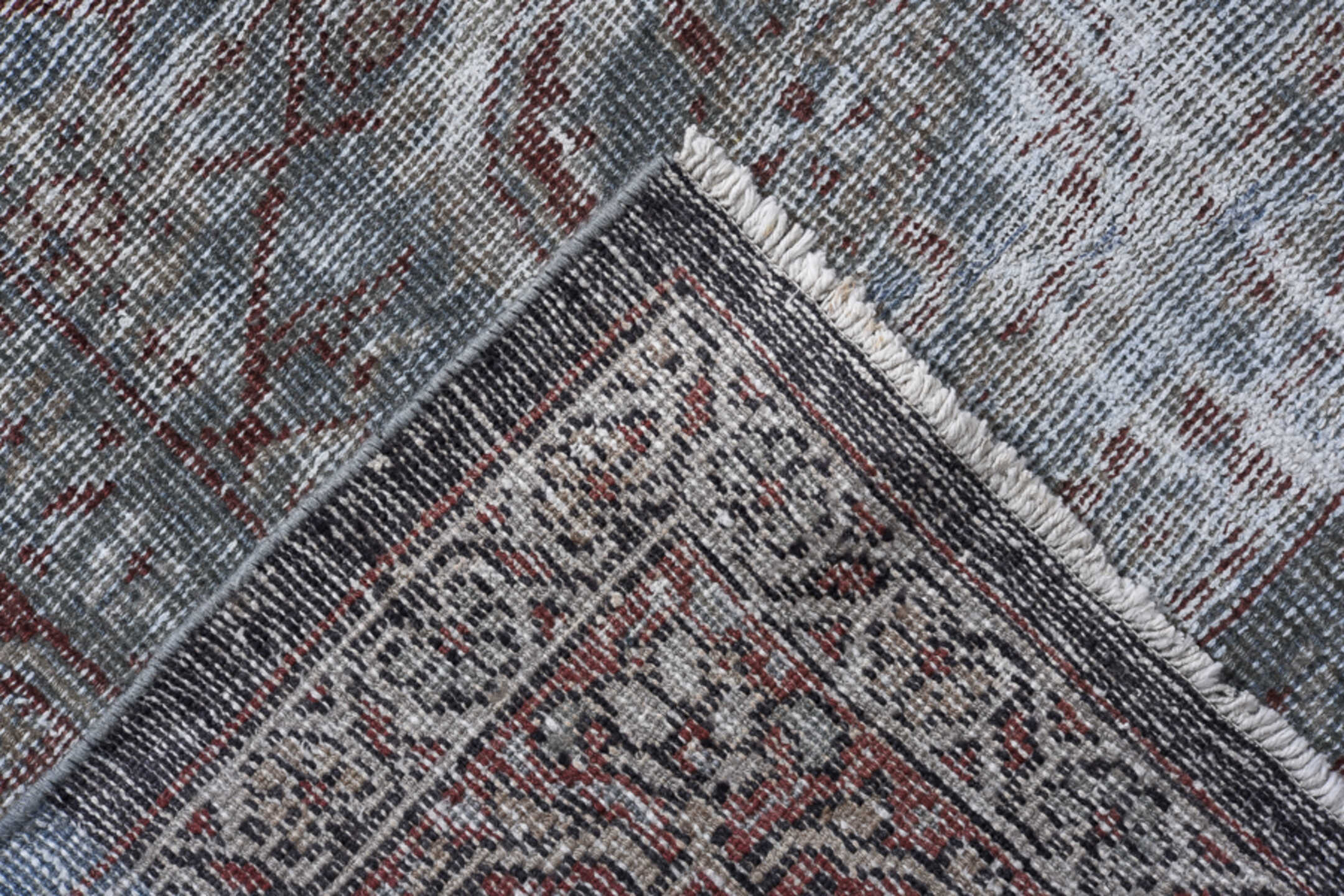 8' x 12' one-of-a-kind handmade vintage Malayer large size rug. Color palette: silver, gray, rose, burgundy, ivory, taupe
