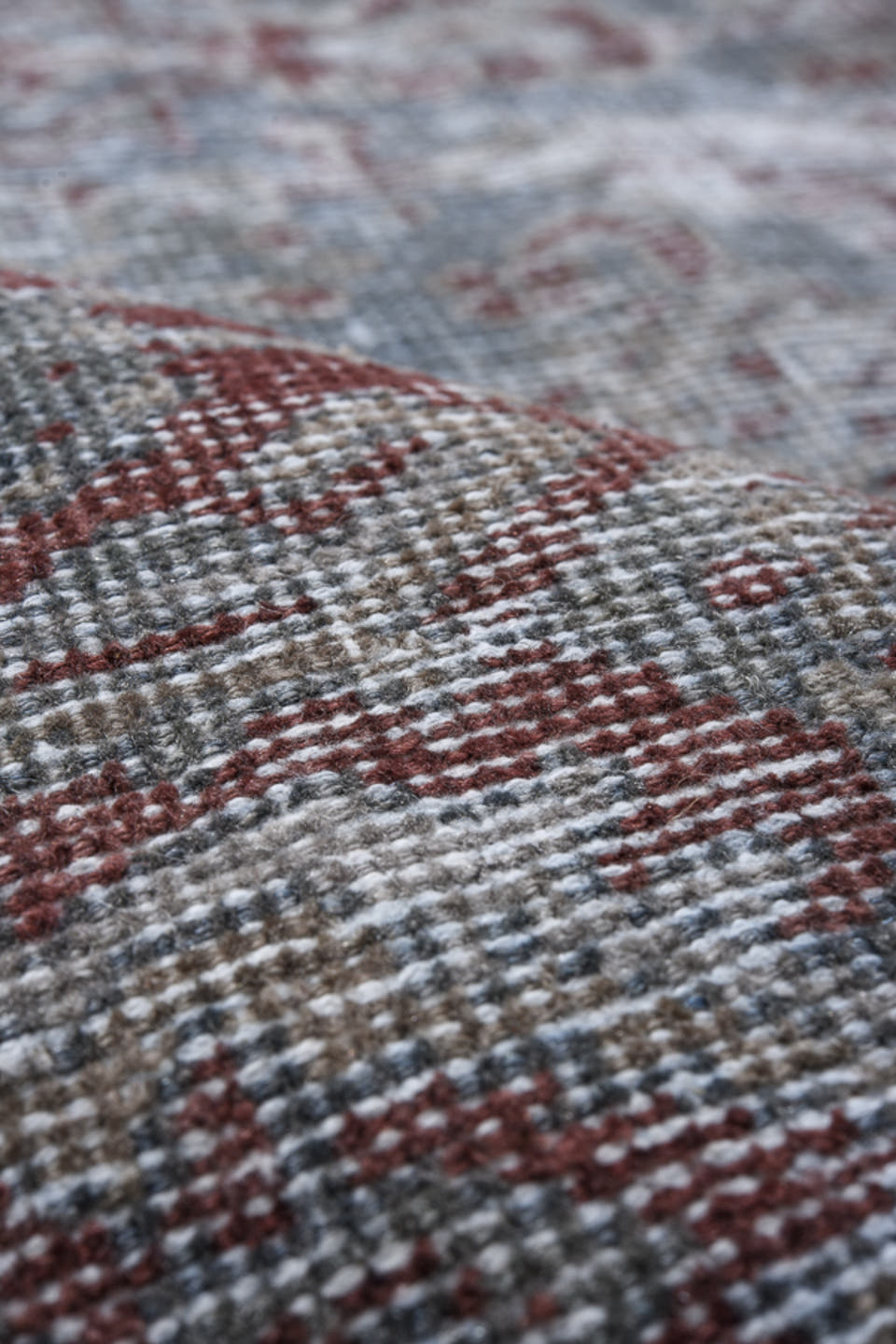 8' x 12' one-of-a-kind handmade vintage Malayer large size rug. Color palette: silver, gray, rose, burgundy, ivory, taupe