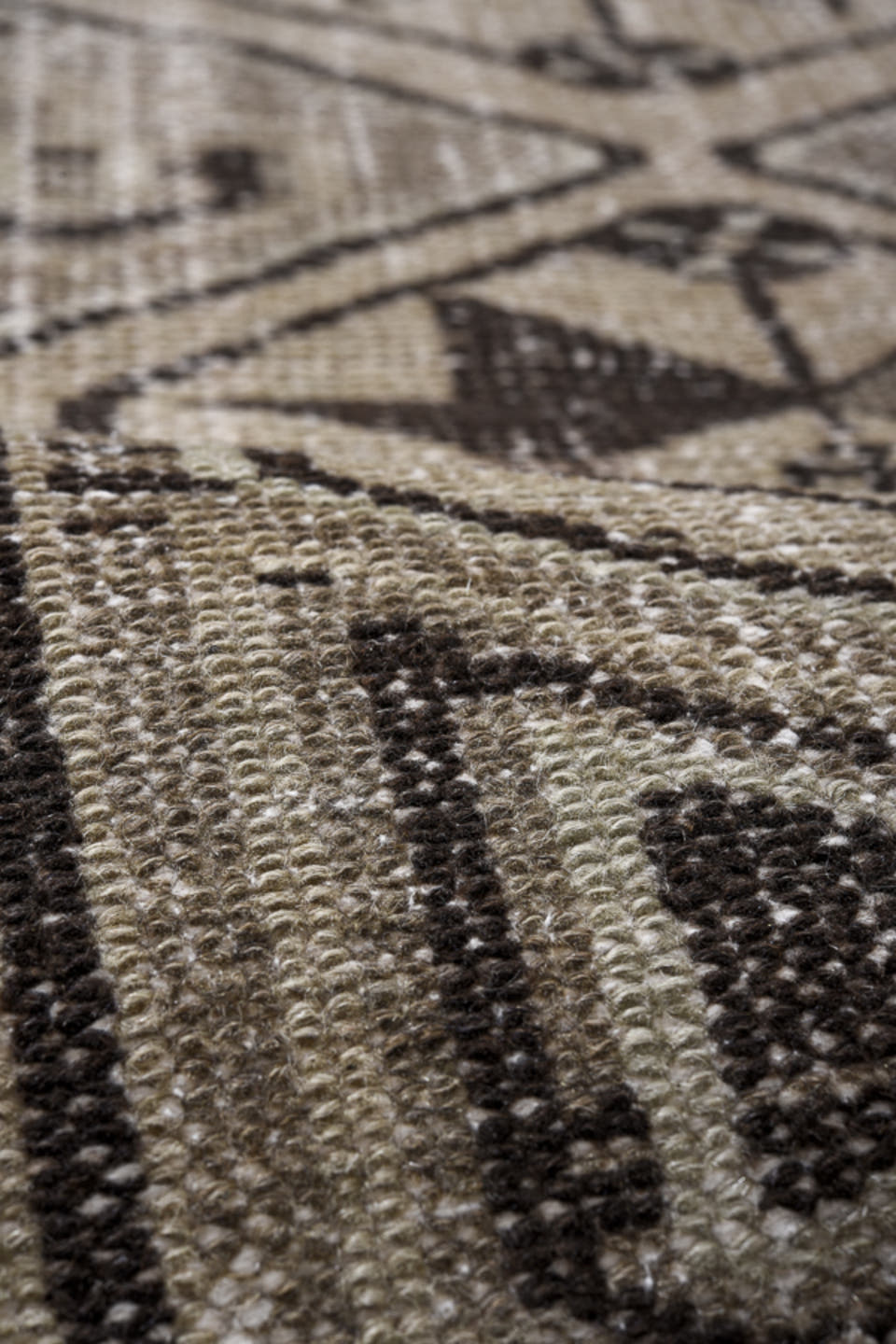 2' x 9' one-of-a-kind handmade vintage Baktiary runner rug. Color palette: taupe, ivory, charcoal, brown, beige, gray, black