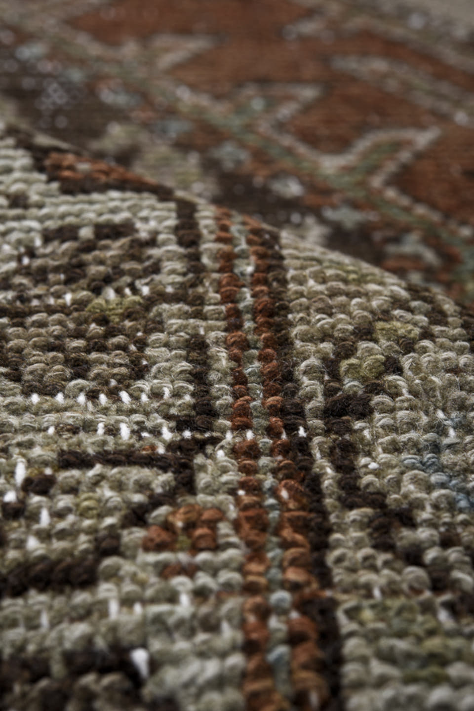 2' x 12' one-of-a-kind handmade vintage Malayer runner rug. Color palette: ivory, rust, sky blue, charcoal, taupe, brown