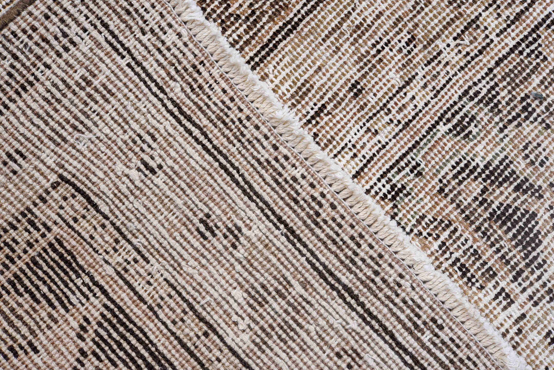 9' x 12' one-of-a-kind handmade antique Joshegan large size rug. Color palette: taupe, ivory, beige, gray, charcoal, black