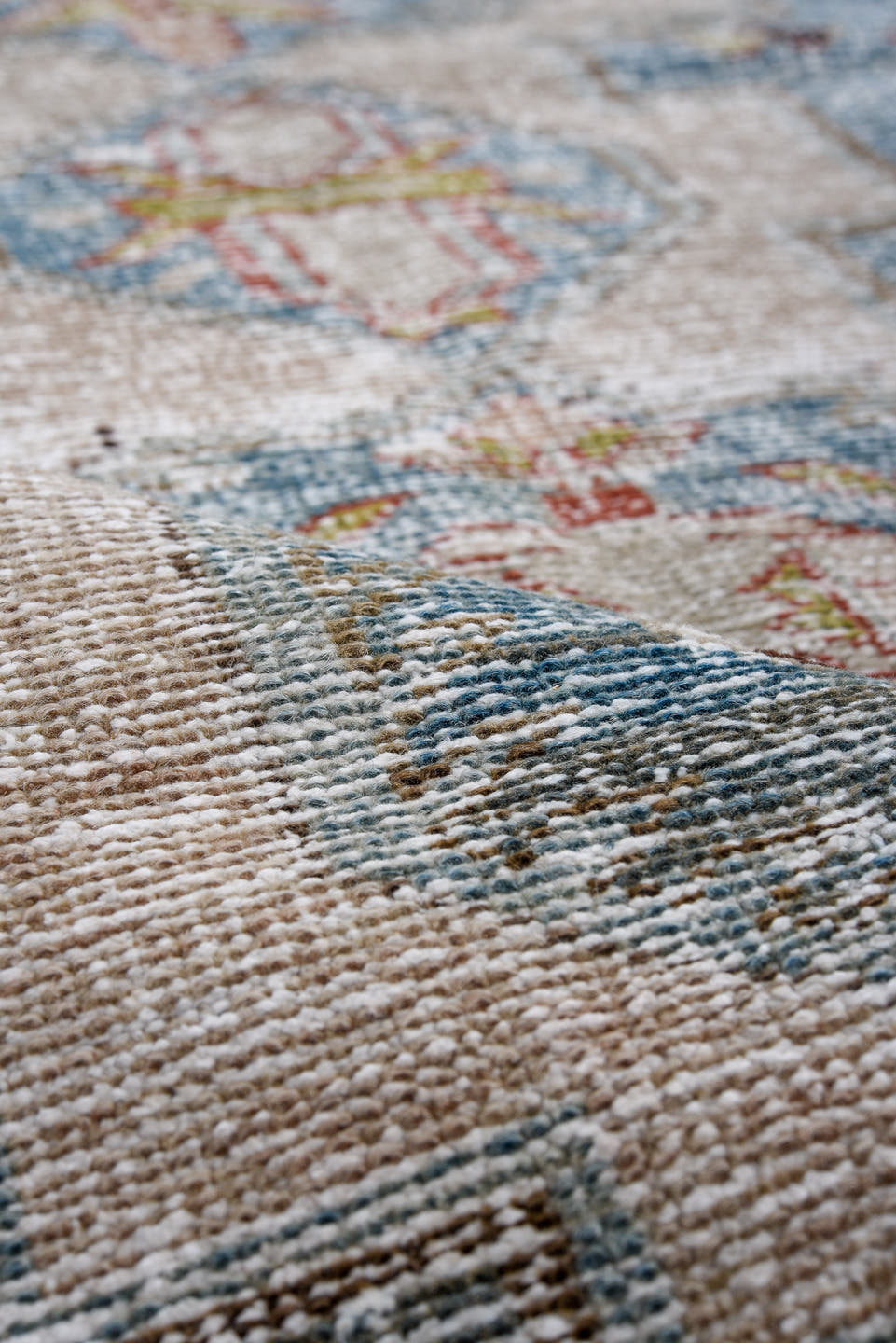 3' x 13' one-of-a-kind handmade antique Malayer runner rug. Color palette: ivory, sky blue, taupe, gray, rust, gold, rose