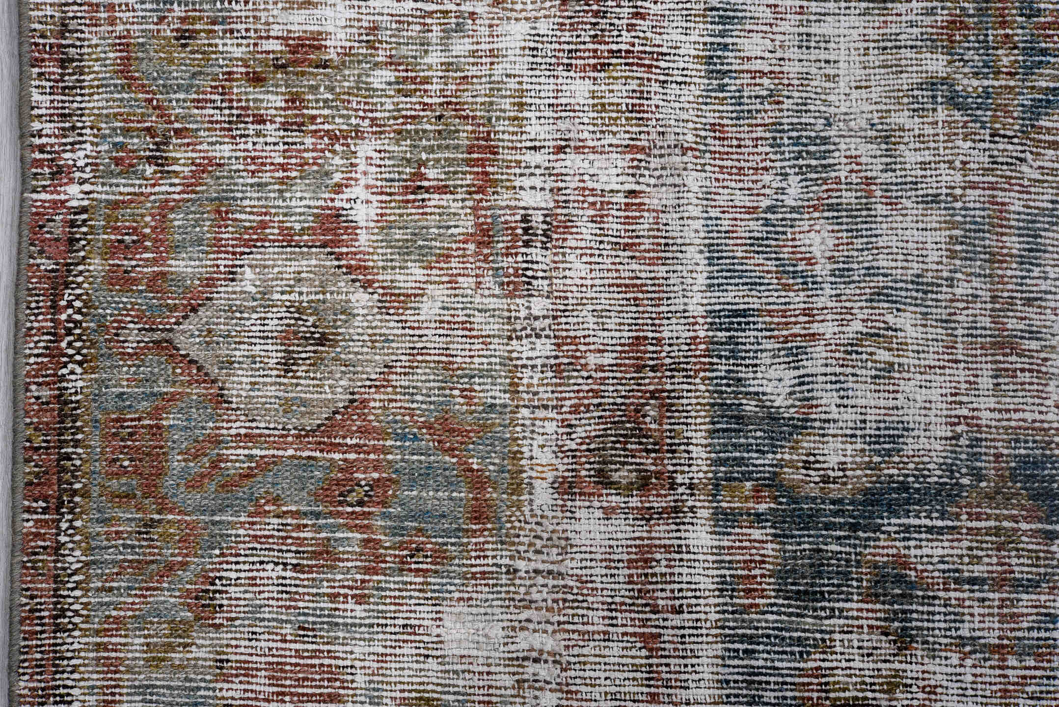 6' x 9' one-of-a-kind handmade antique Malayer large size rug. Color palette: ivory, gray, taupe, rust, slate, charcoal