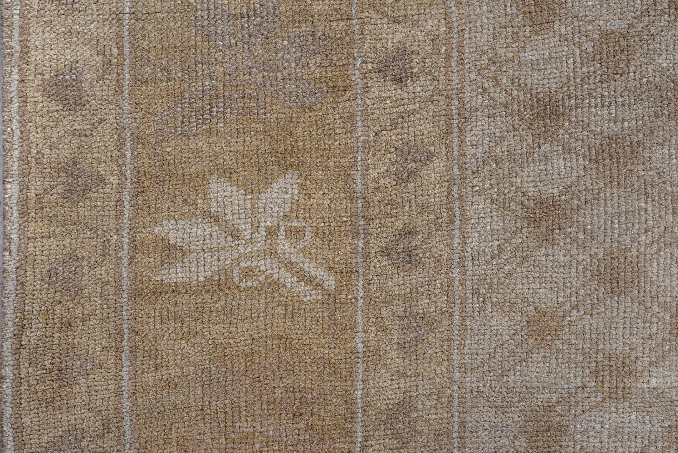 8' x 11' one-of-a-kind handmade antique Kars large size rug. Color palette: camel, ivory, taupe, beige, sand, gray