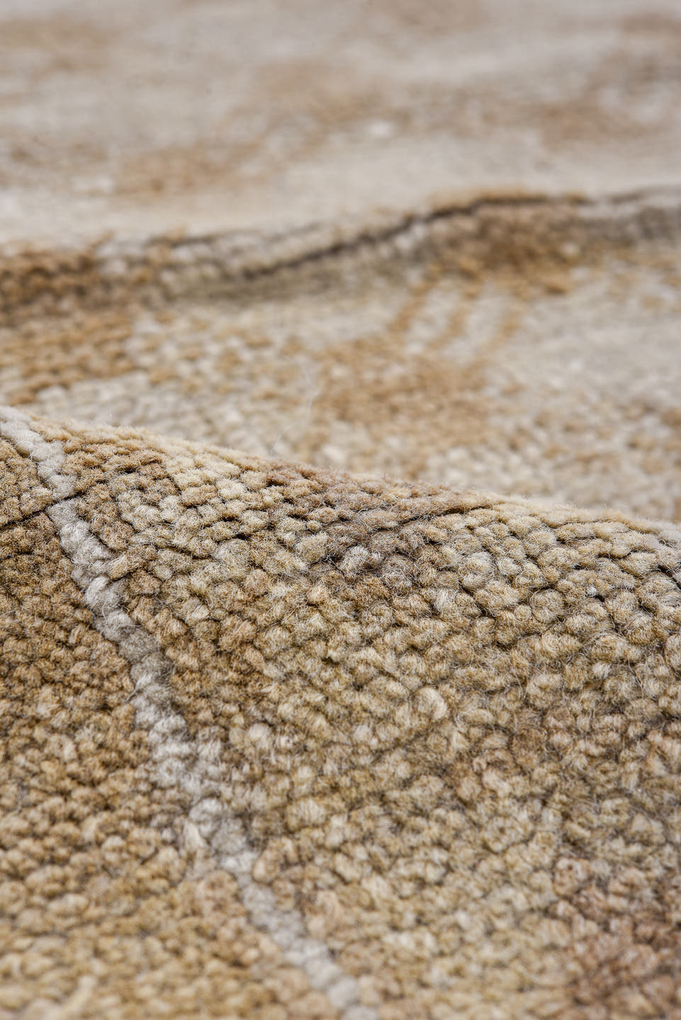 8' x 11' one-of-a-kind handmade antique Kars large size rug. Color palette: camel, ivory, taupe, beige, sand, gray