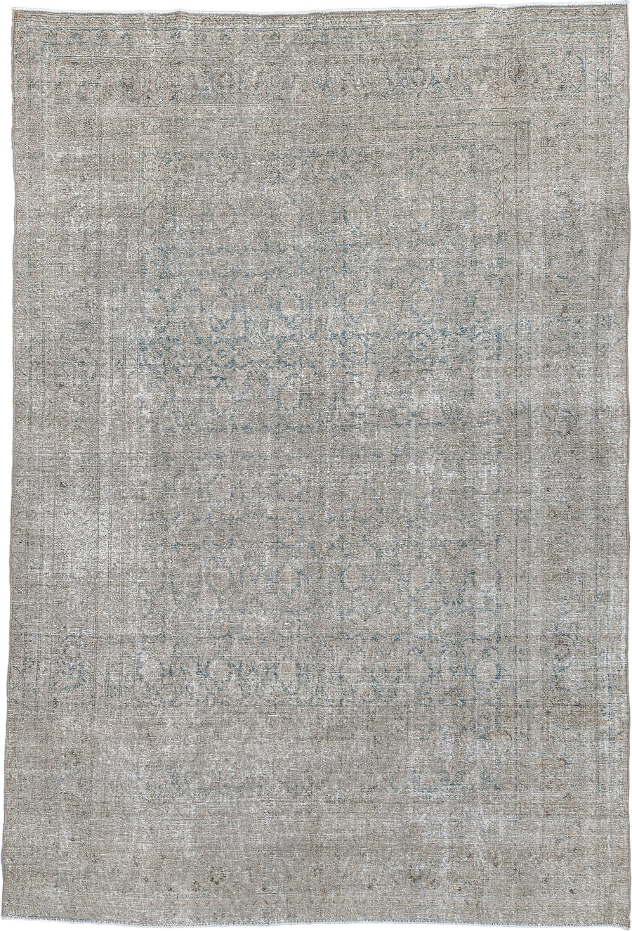 7' x 11' one-of-a-kind handmade antique Tabriz large size rug. Color palette: ivory, taupe, beige, slate, pale blue, gray