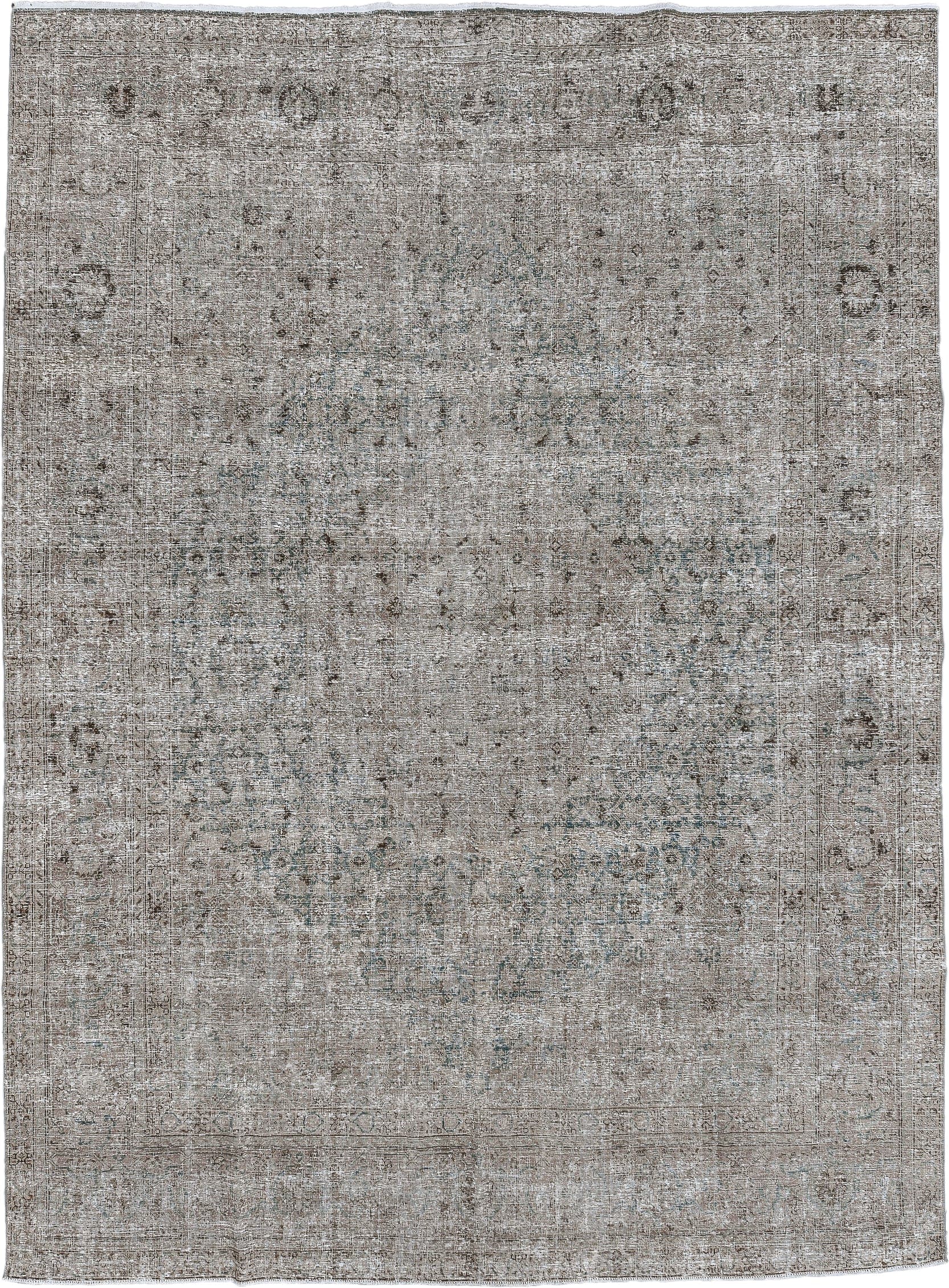 8' x 11' one-of-a-kind handmade antique Tabriz large size rug. Color palette: taupe, ivory, charcoal, pale blue, gray, beige
