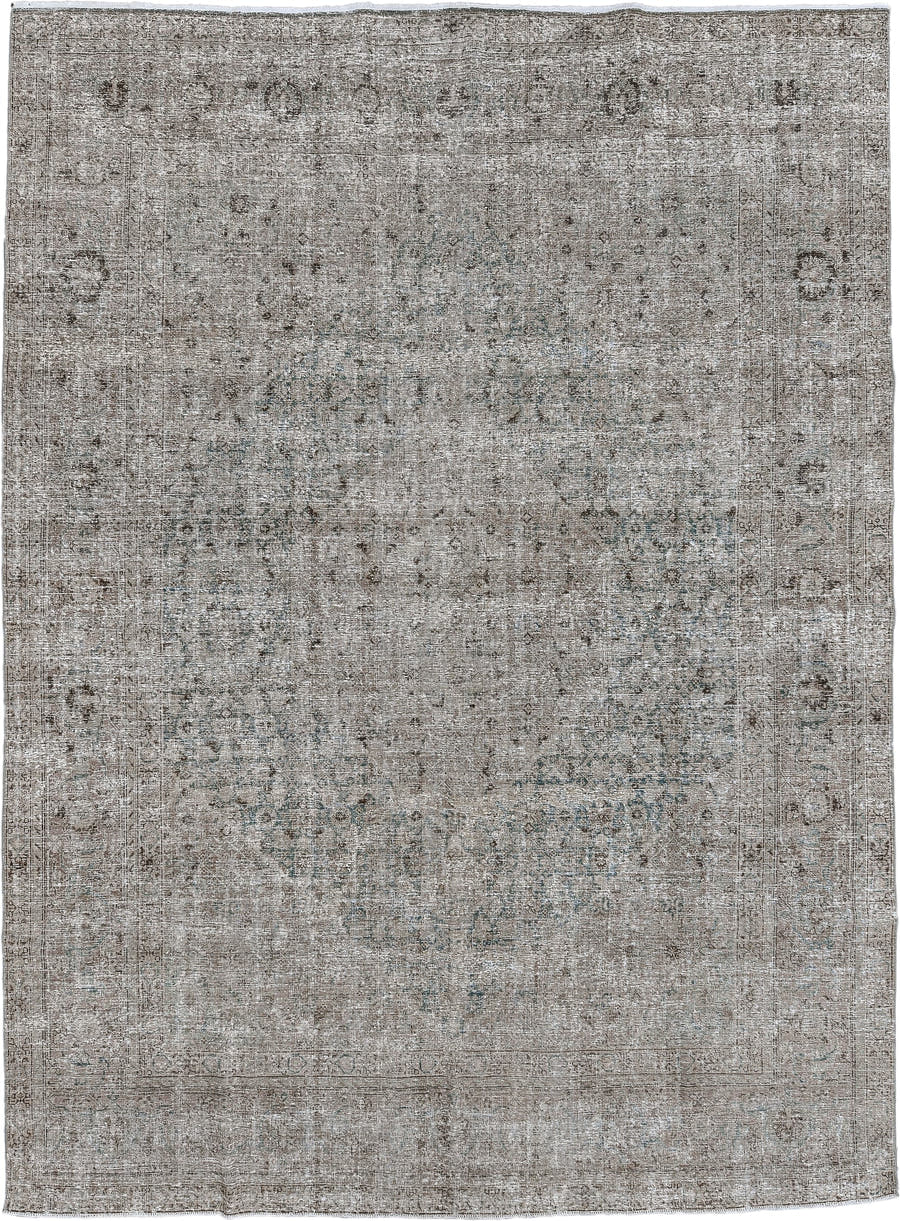 8' x 11' one-of-a-kind handmade antique Tabriz large size rug. Color palette: taupe, ivory, charcoal, pale blue, gray, beige