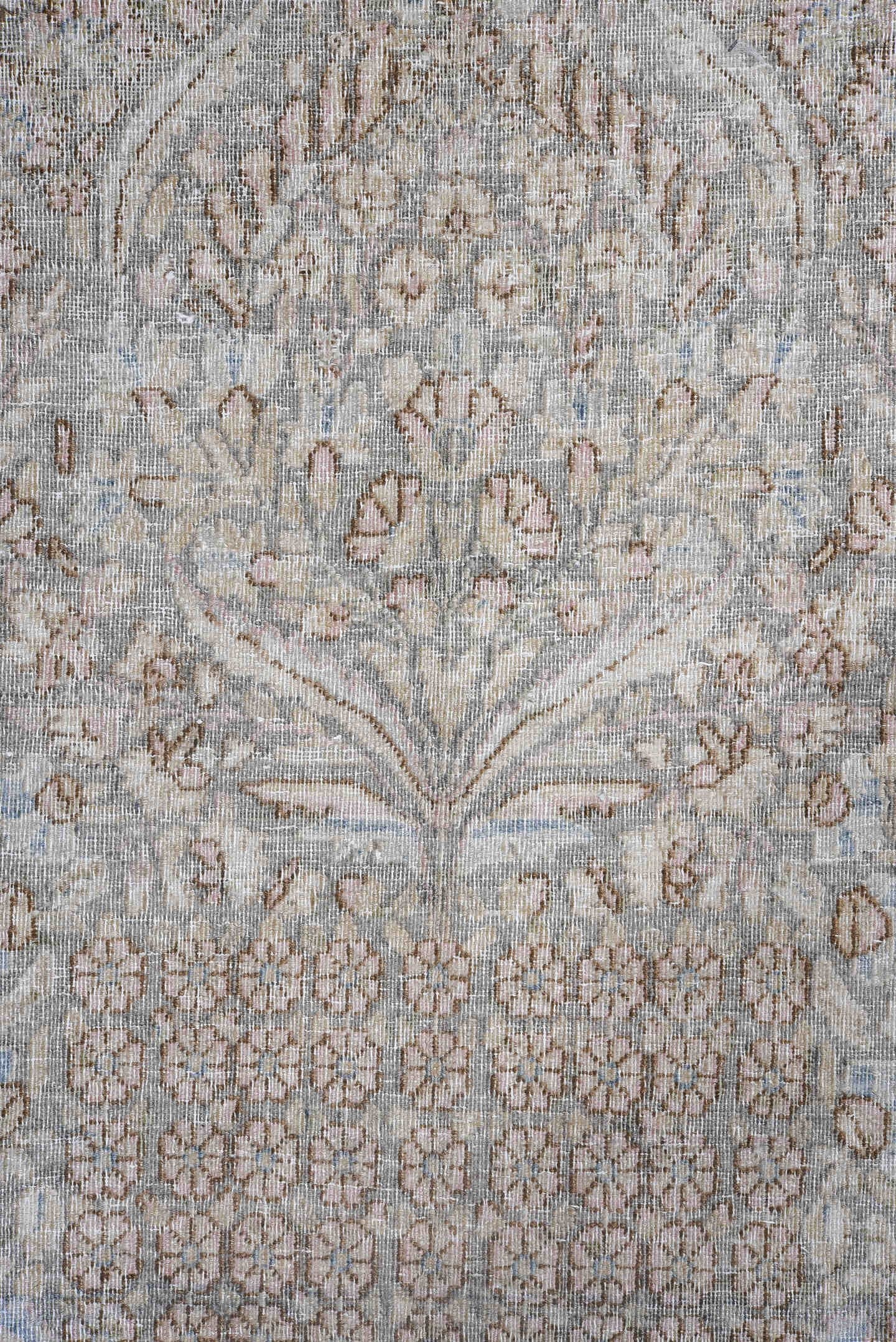 8' x 11' one-of-a-kind handmade antique Tabriz large size rug. Color palette: ivory, taupe, beige, pale blue, camel, gray