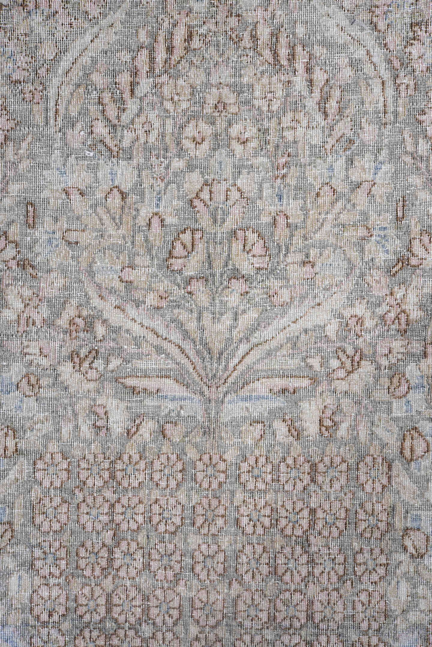 8' x 11' one-of-a-kind handmade antique Tabriz large size rug. Color palette: ivory, taupe, beige, pale blue, camel, gray