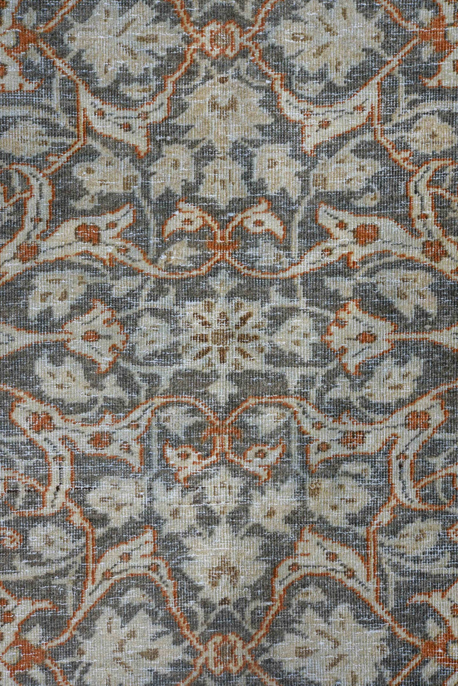 7' x 11' one-of-a-kind handmade antique Tabriz large size rug. Color palette: ivory, blue, taupe, rust, slate, camel, beige