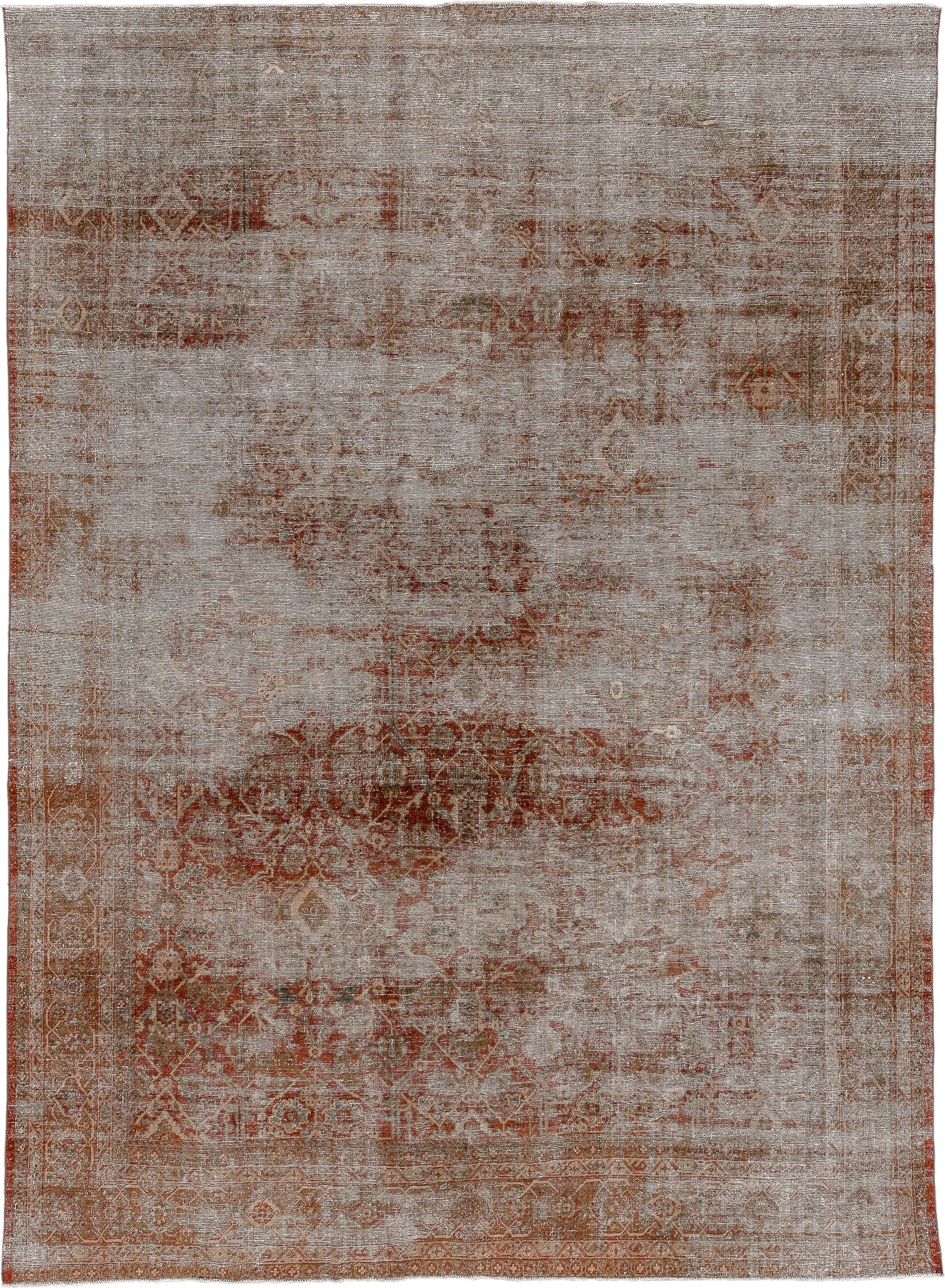 9' x 12' one-of-a-kind handmade antique Mahal large size rug. Color palette: ivory, rust, taupe, camel, terra cotta, beige