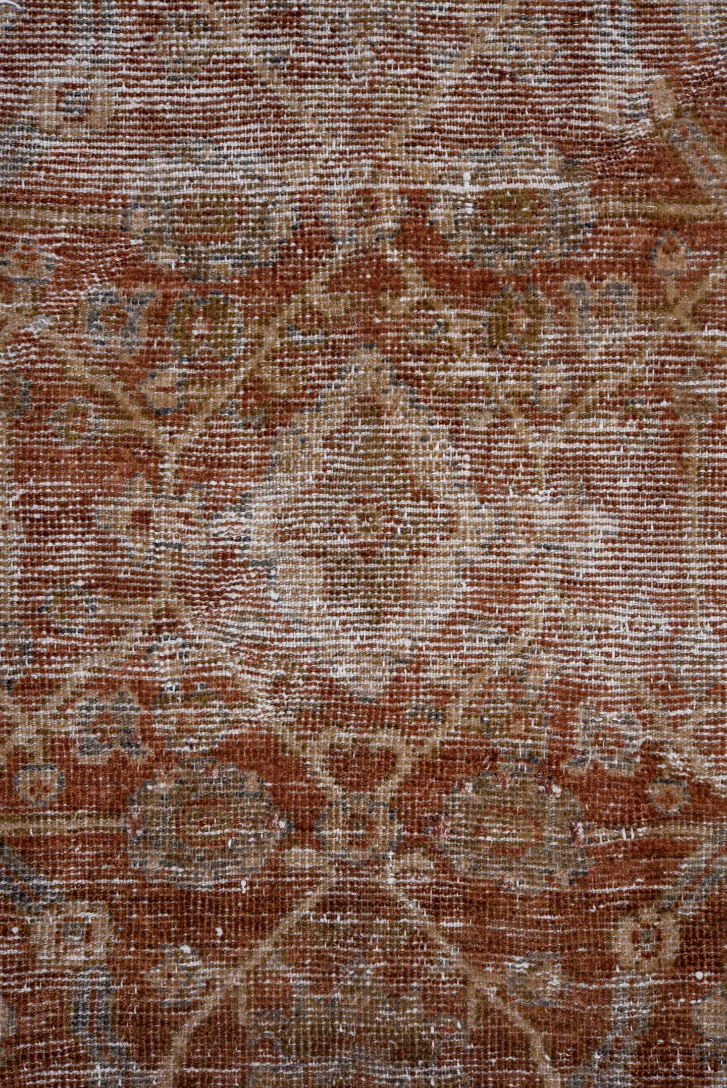 9' x 12' one-of-a-kind handmade antique Mahal large size rug. Color palette: ivory, rust, taupe, camel, terra cotta, beige