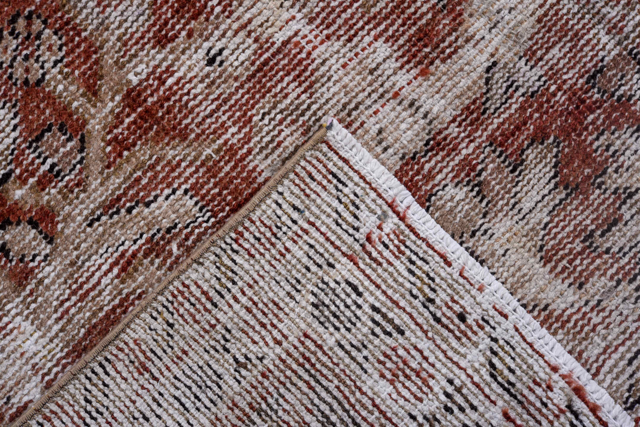 6' x 10' one-of-a-kind handmade vintage Mahal large size rug. Color palette: ivory, taupe, burgundy, charcoal, rose, brown