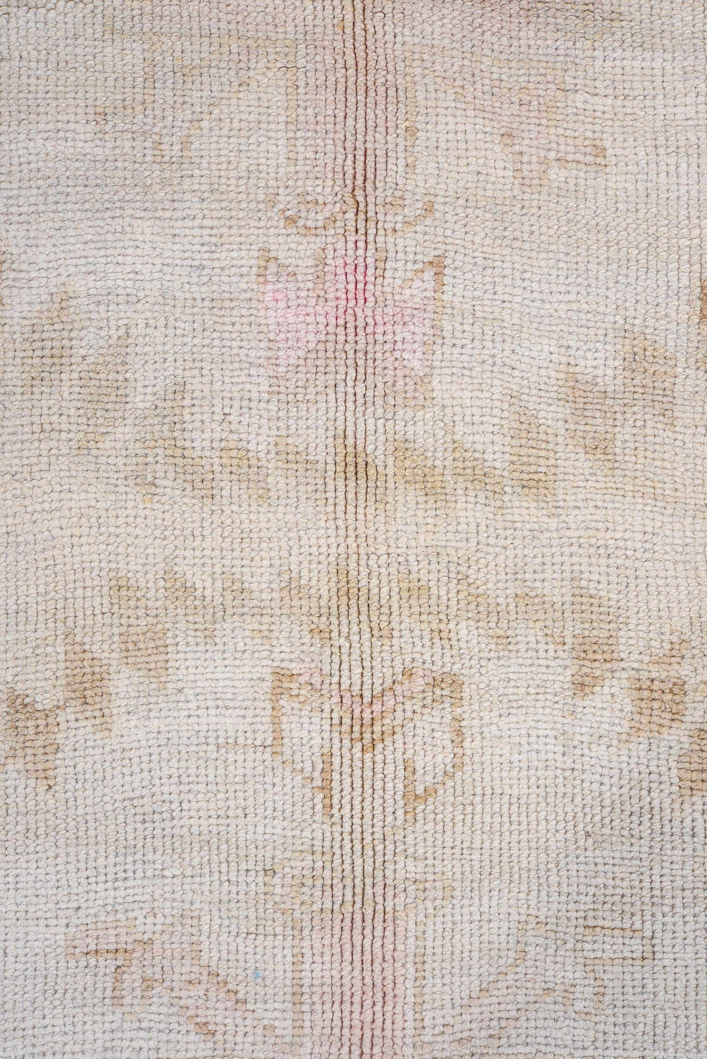 9' x 10' one-of-a-kind handmade antique Kars large size rug. Color palette: ivory, taupe, blush, camel, beige, rose, brown