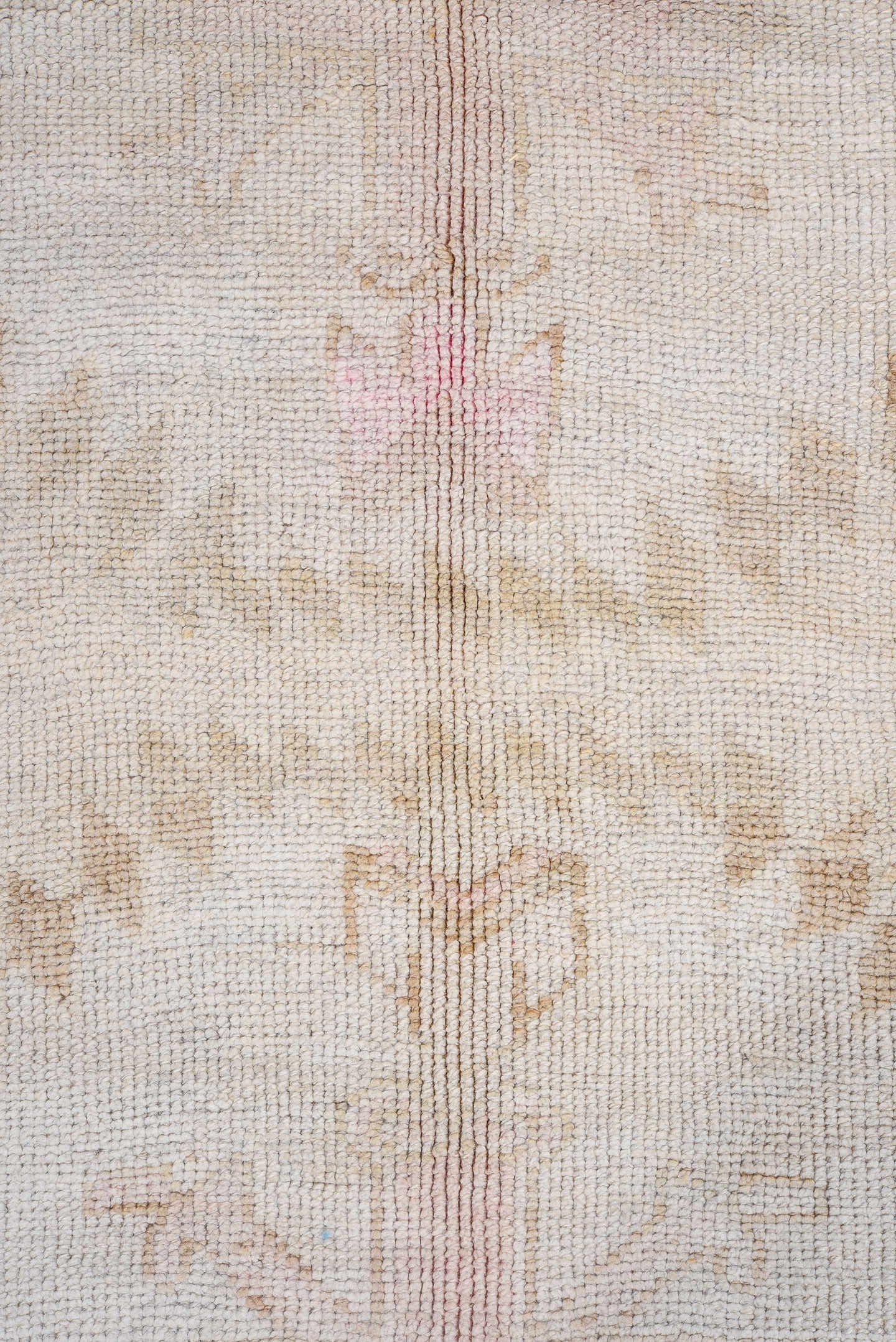 9' x 10' one-of-a-kind handmade antique Kars large size rug. Color palette: ivory, taupe, blush, camel, beige, rose, brown