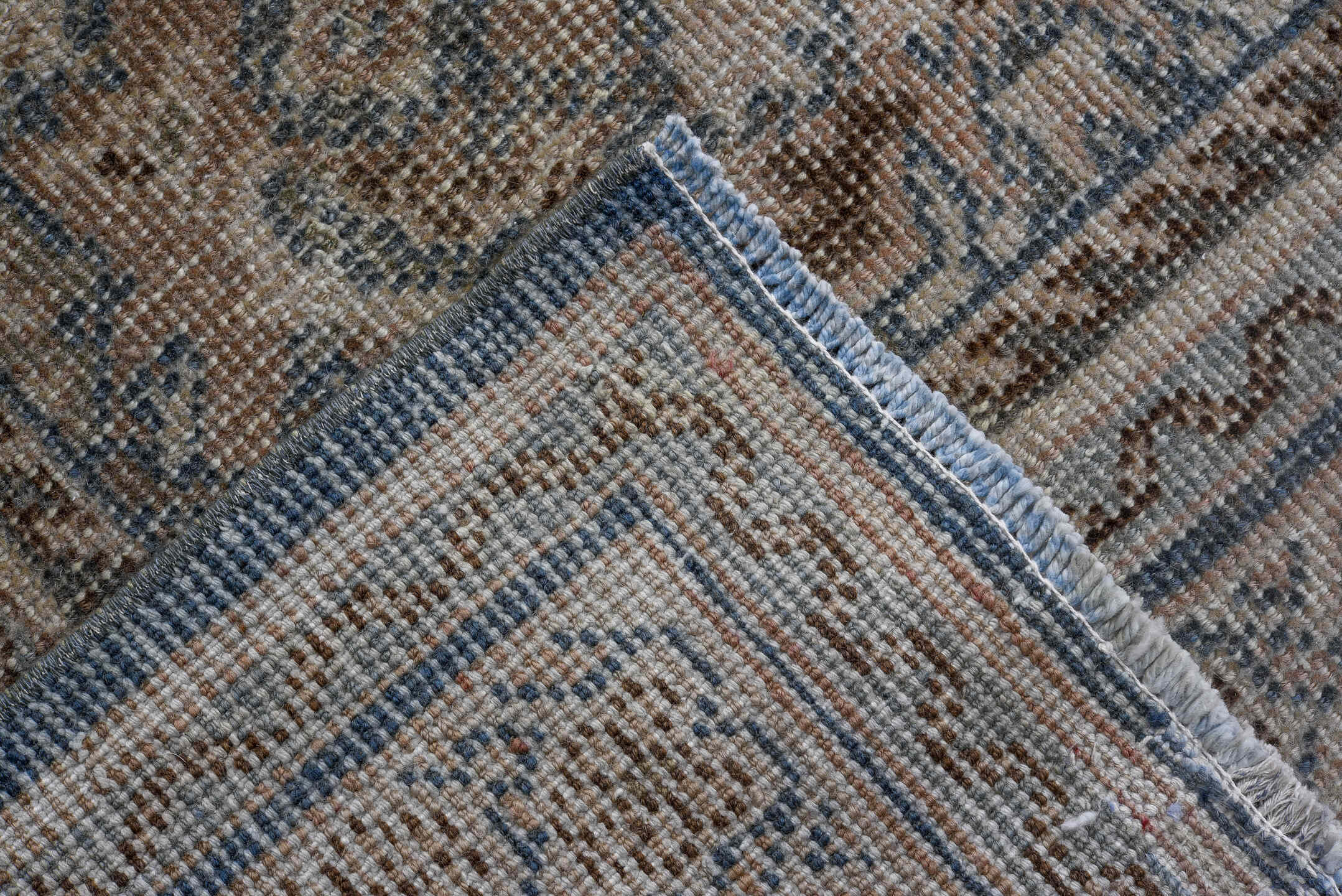 10' x 13' one-of-a-kind handmade antique Mahal large size rug. Color palette: blue, ivory, rose, taupe, slate, dusty pink