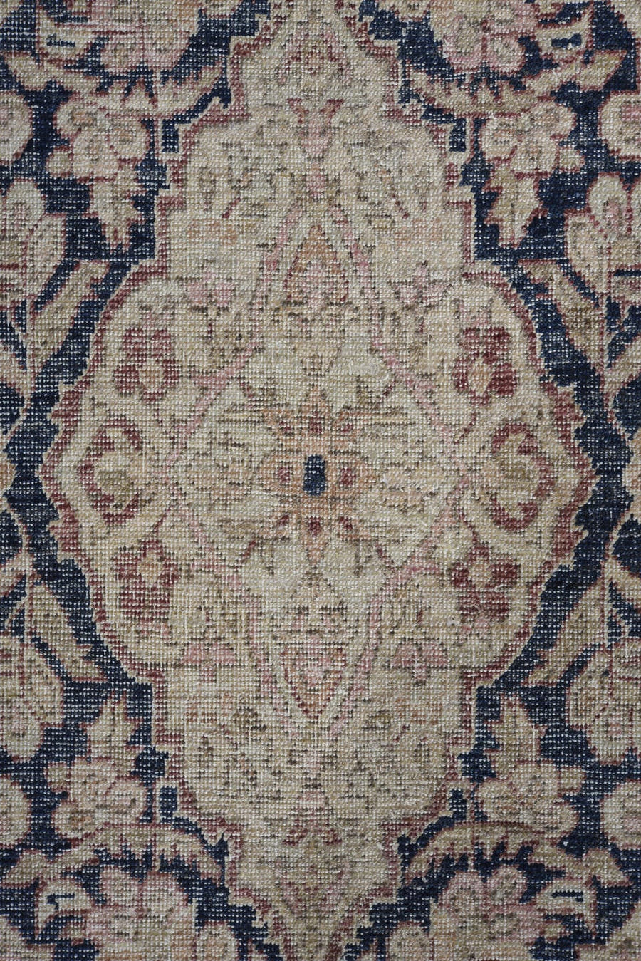 8' x 10' one-of-a-kind handmade vintage Tabriz large size rug. Color palette: ivory, blush, navy, dusty rose, beige, slate