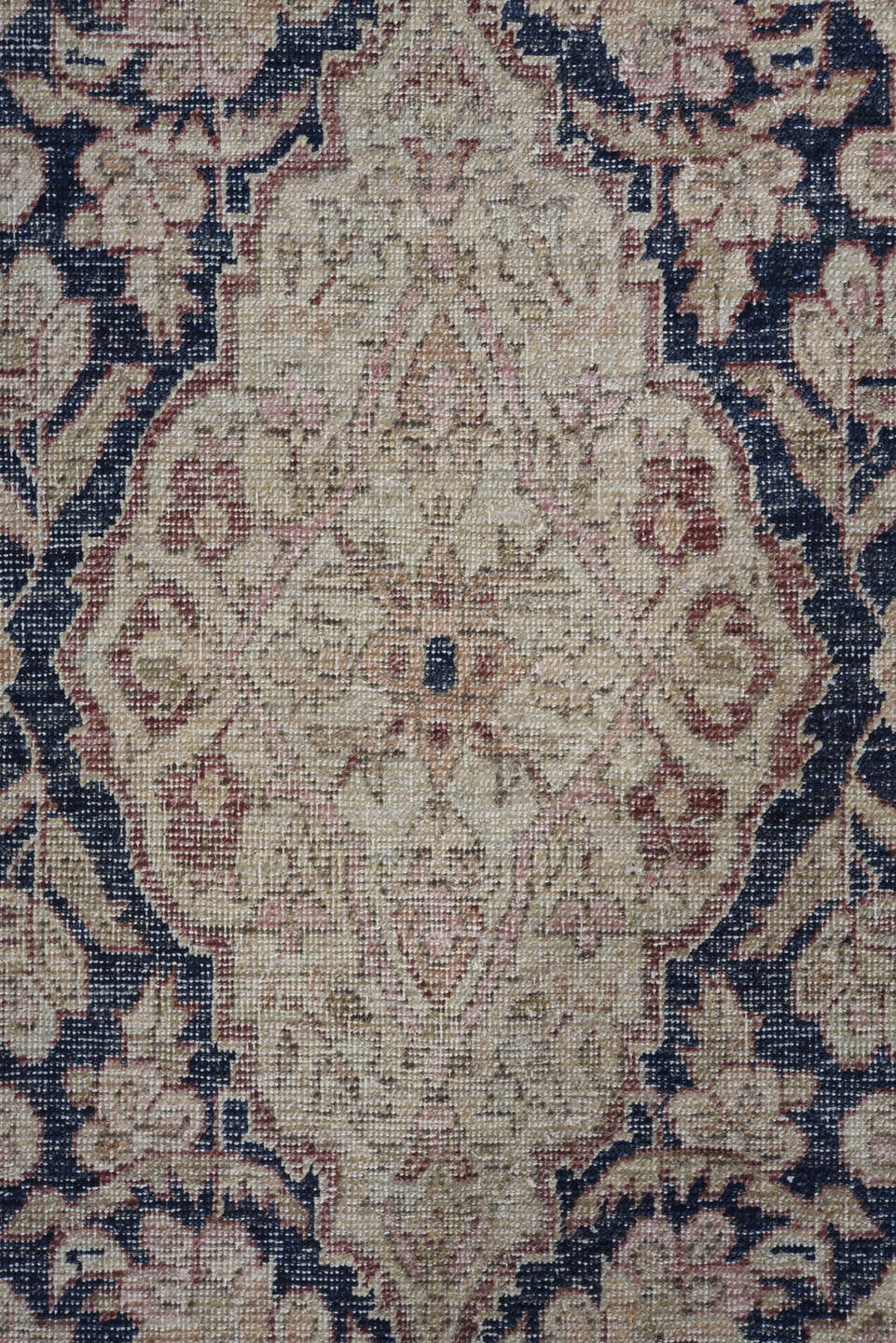 8' x 10' one-of-a-kind handmade vintage Tabriz large size rug. Color palette: ivory, blush, navy, dusty rose, beige, slate