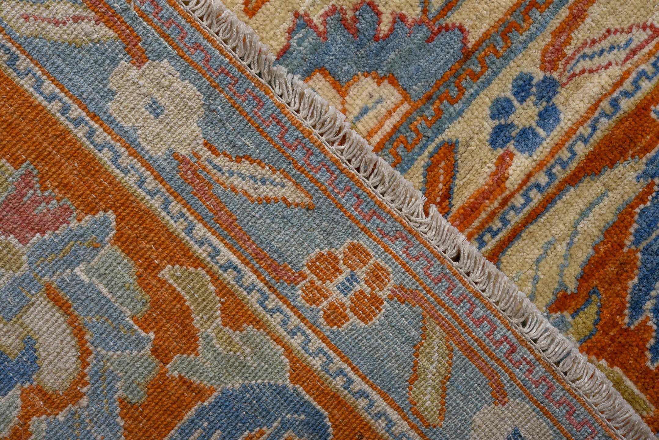 9' x 16' one-of-a-kind handmade vintage Tabriz rug. Color palette: ivory, sky blue, rust, terra cotta, slate, rose, camel