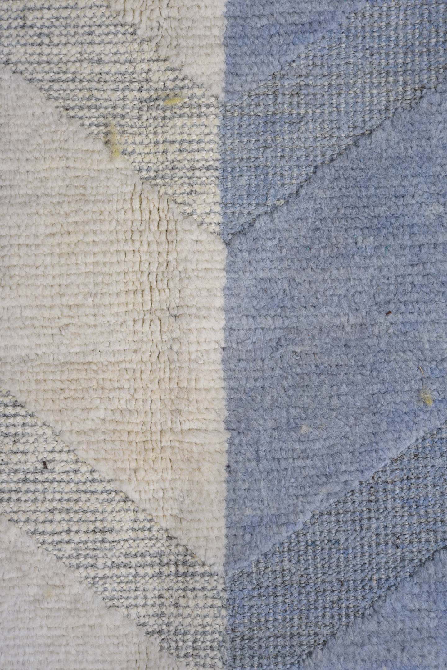6' x 10' one-of-a-kind handmade vintage Tulu large size rug. Color palette: ivory, pale blue, gray, gold, slate, light blue