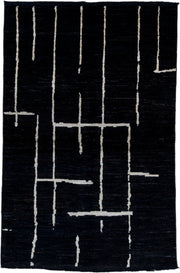 4' x 6' one-of-a-kind handmade vintage Tulu small size rug. Color palette: black, ivory