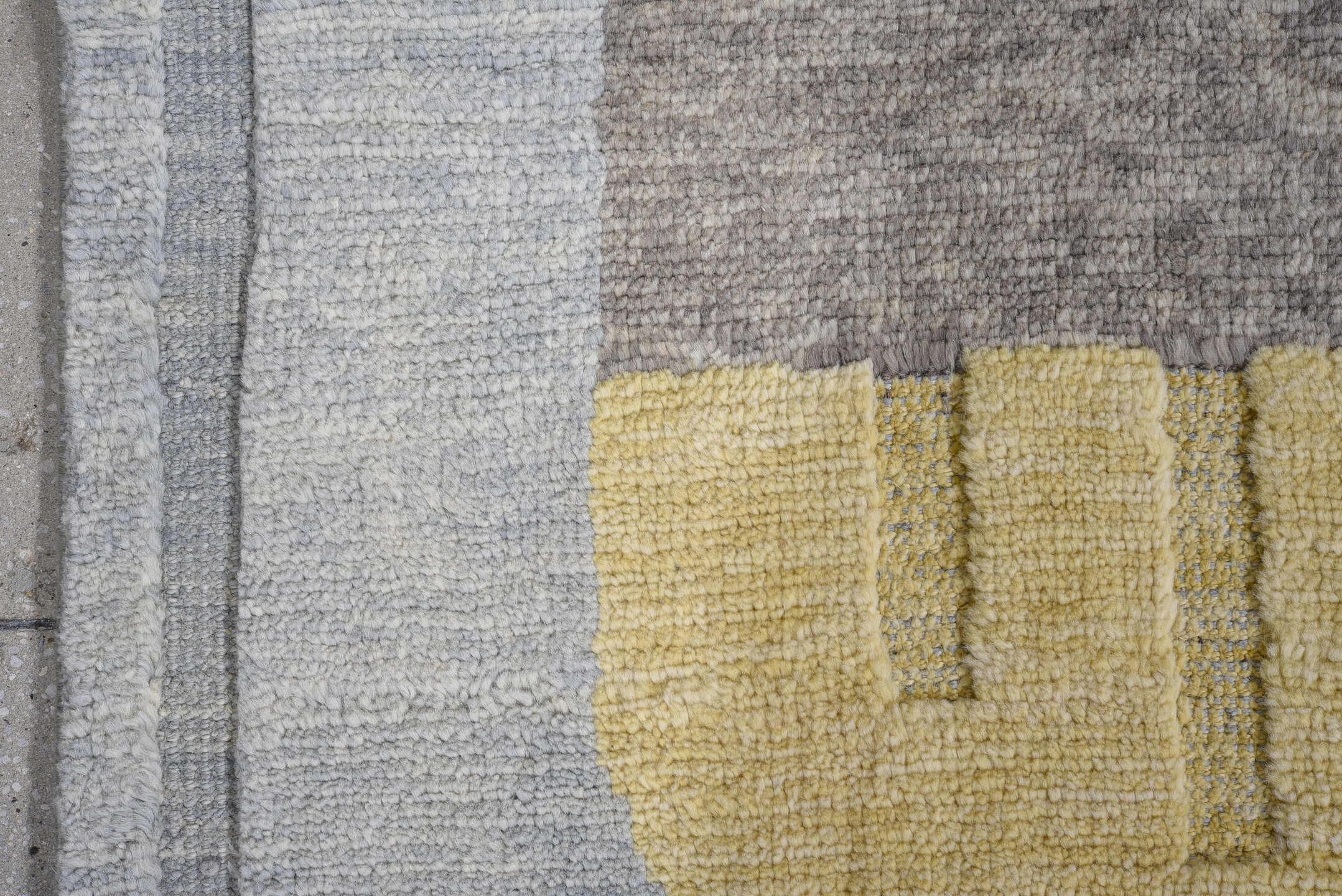 6' x 10' one-of-a-kind handmade vintage Tulu large size rug. Color palette: pale blue, charcoal, ivory, light gray
