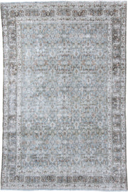6' x 9' one-of-a-kind handmade antique Khorassan medium size rug. Color palette: ivory, pale blue, taupe, blue gray