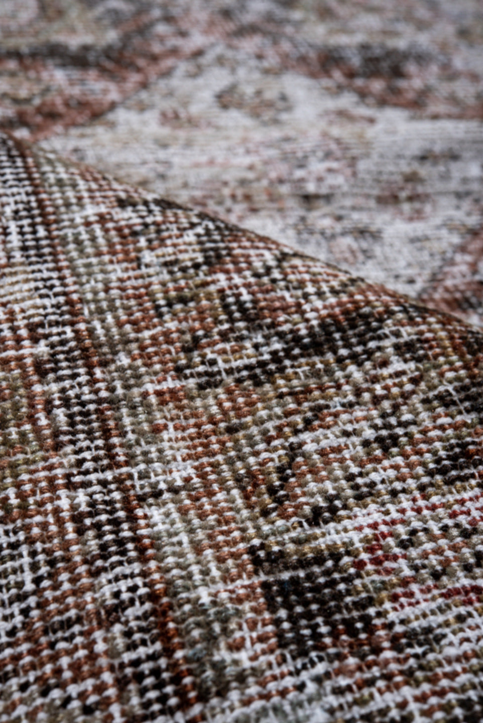 3' x 6' one-of-a-kind handmade antique Mahal small size rug. Color palette: ivory, taupe, rose, brown, charcoal, blush