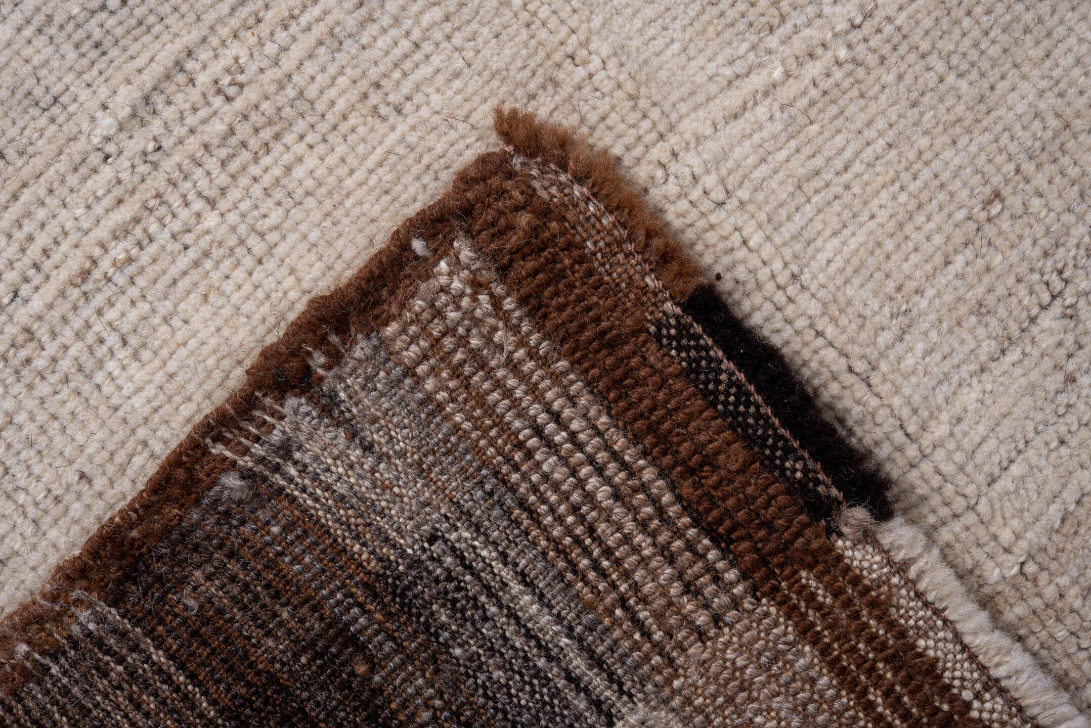 8' x 12' one-of-a-kind handmade vintage Kars large size rug. Color palette: black, brown, charcoal, dark gray, gray