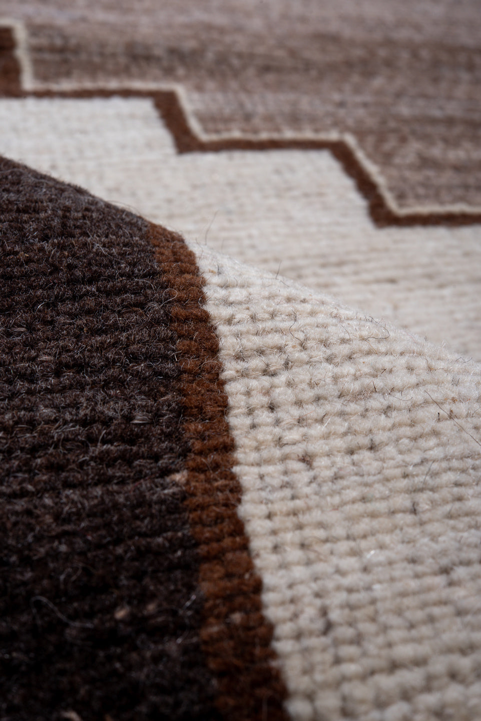 8' x 12' one-of-a-kind handmade vintage Kars large size rug. Color palette: black, brown, charcoal, dark gray, gray