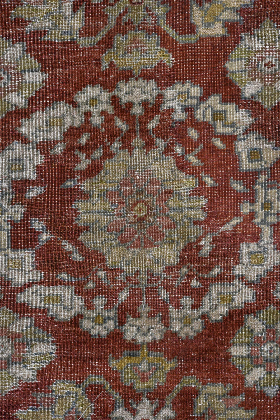 12' x 17' one-of-a-kind handmade vintage Sultanabad oversize rug. Color palette: rust, pale blue, ivory, taupe, sage, camel