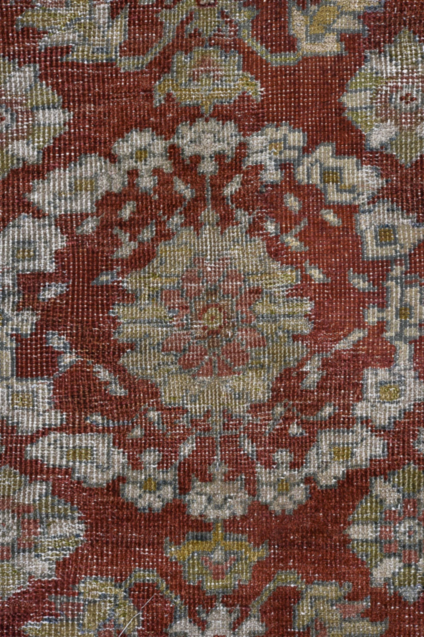 12' x 17' one-of-a-kind handmade vintage Sultanabad oversize rug. Color palette: rust, pale blue, ivory, taupe, sage, camel