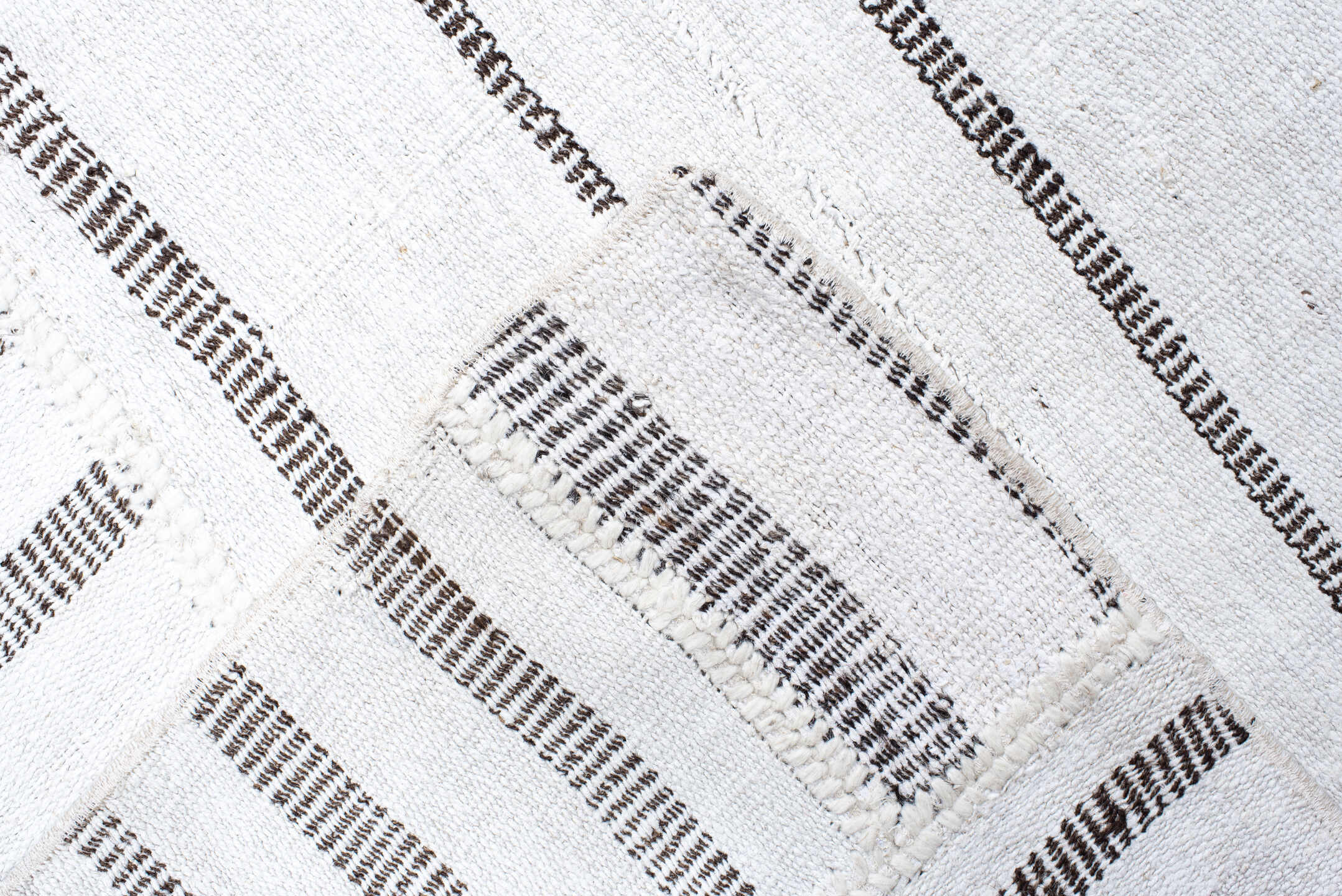 10' x 15' one-of-a-kind handmade vintage Kilim rug. Color palette: ivory, charcoal, gray, black