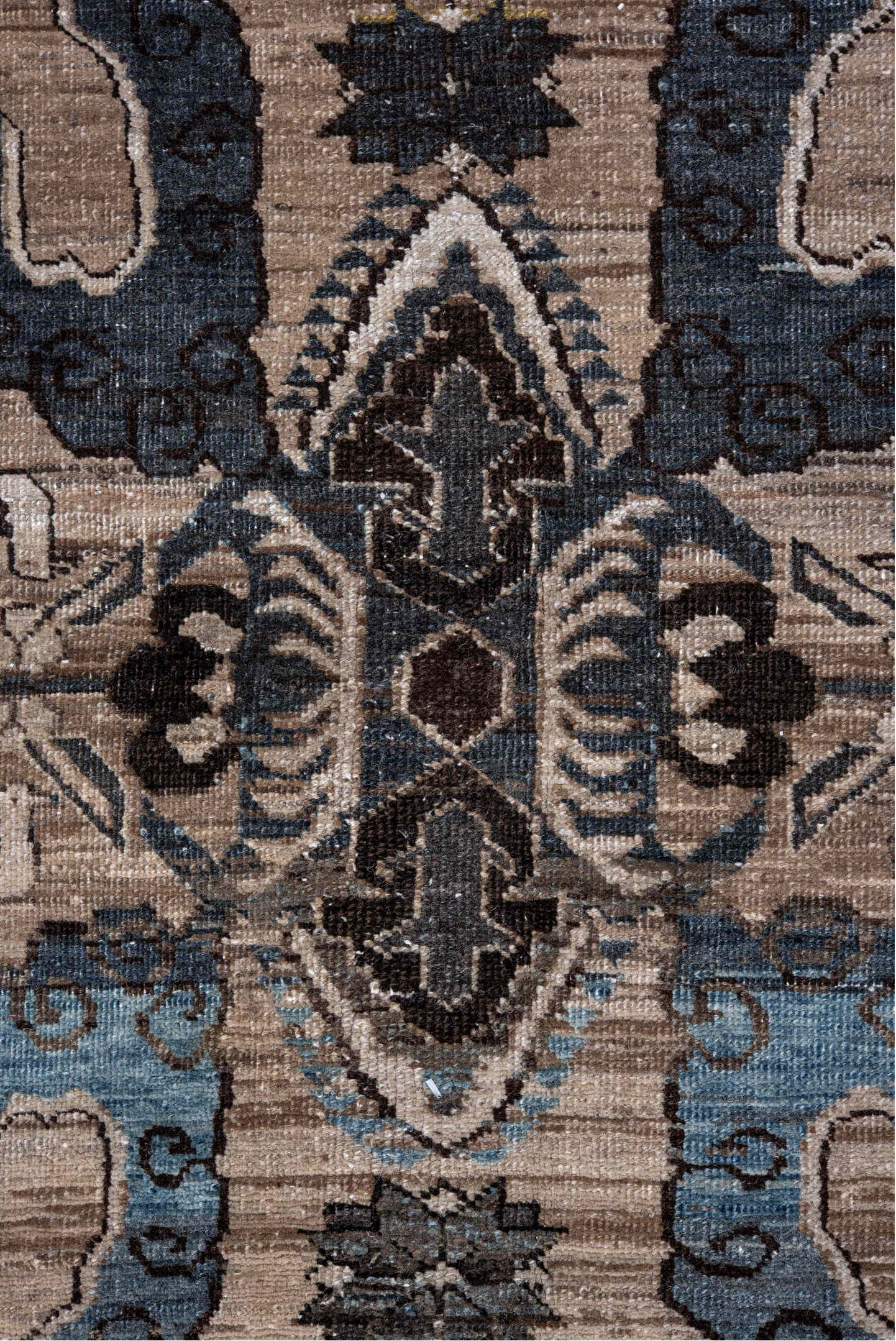 7' x 10' one-of-a-kind handmade vintage Ardebil large size rug. Color palette: black, blue, charcoal, dark gray, gainsboro