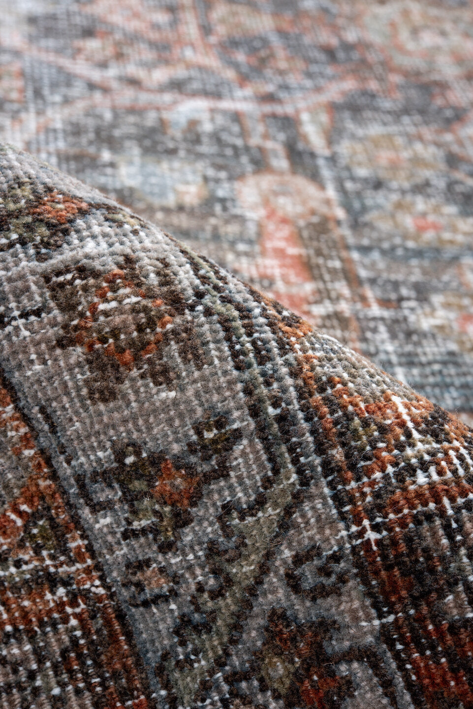 3' x 13' one-of-a-kind handmade antique Malayer runner rug. Color palette: sky blue, rust, ivory, charcoal, taupe, slate