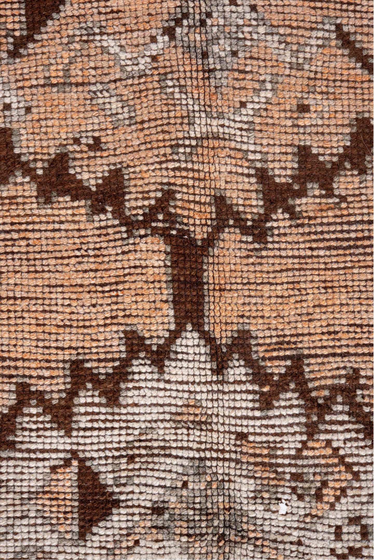 4' x 14' one-of-a-kind handmade vintage Oushak runner rug. Color palette: brown, gray, light gray, off-white, orange